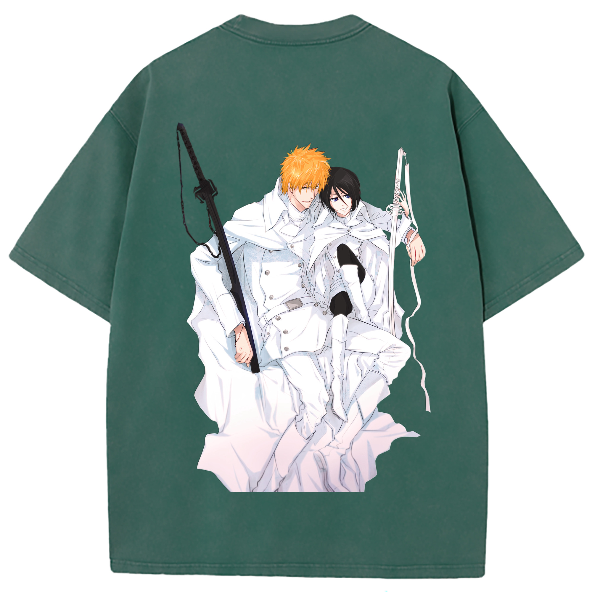 （画像用） ブリーチ 黒崎一護（くろさき いちご）BLEACH Kurosaki Ichigo 綿100% ヴィンテージ風 半袖Tシャツ（背面プリント）